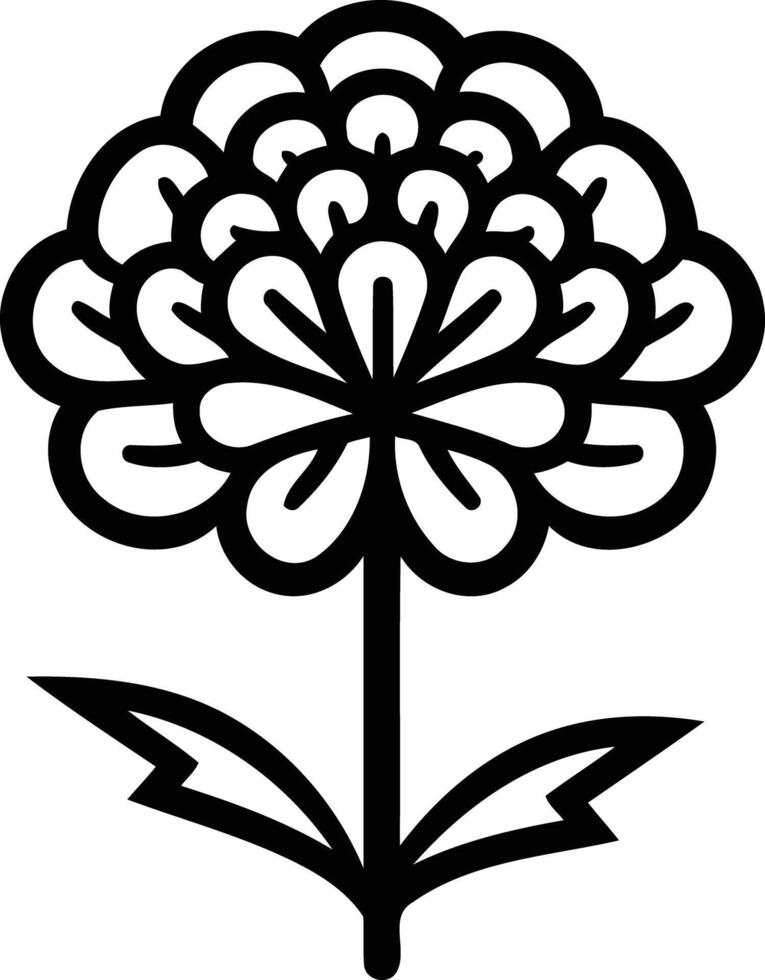 Simple black and white line art illustration of a flower vector
