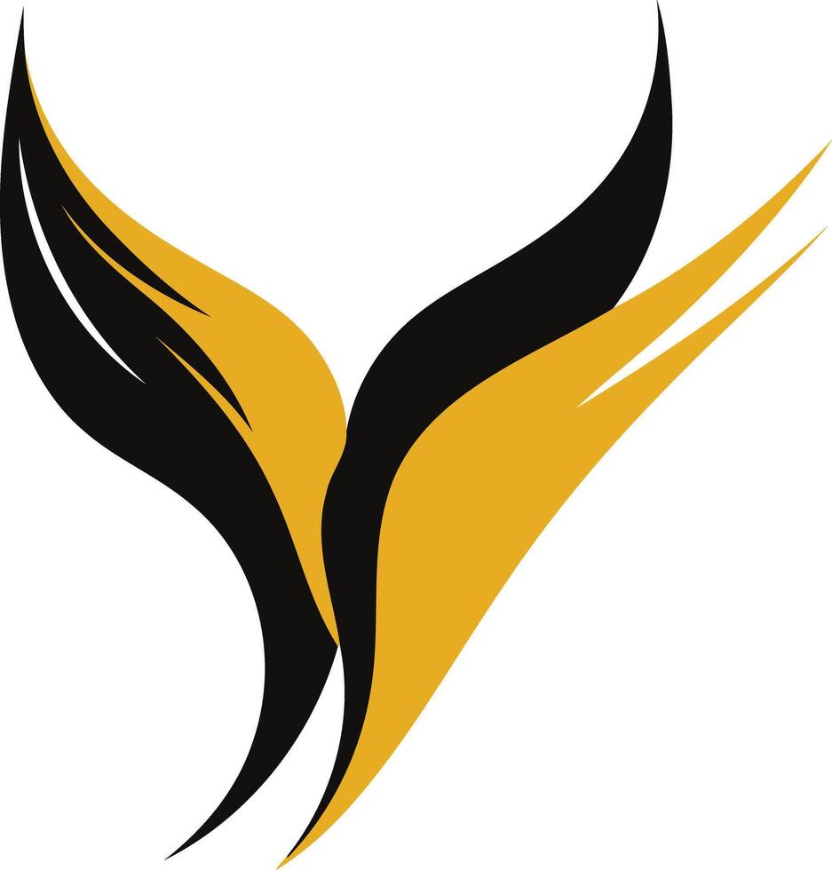 Abstract logo design featuring two intertwined shapes in black and gold, symbolizing connection and growth vector