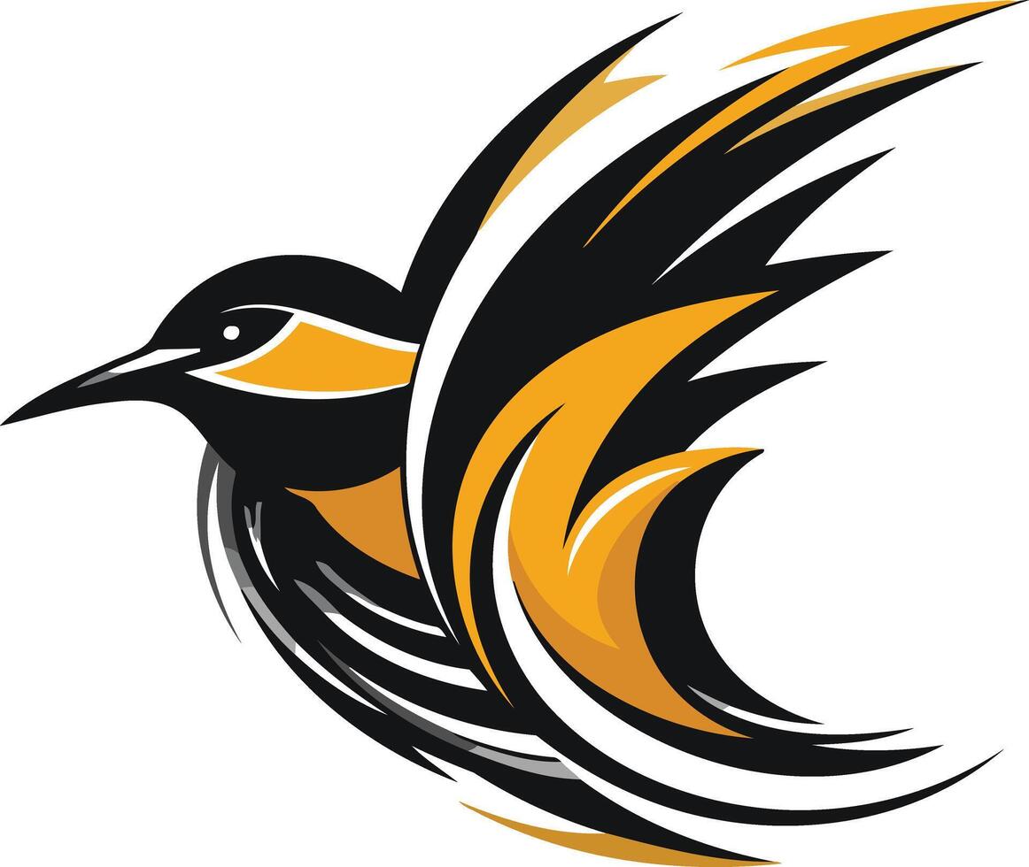Abstract hummingbird logo design with black and yellow color scheme vector