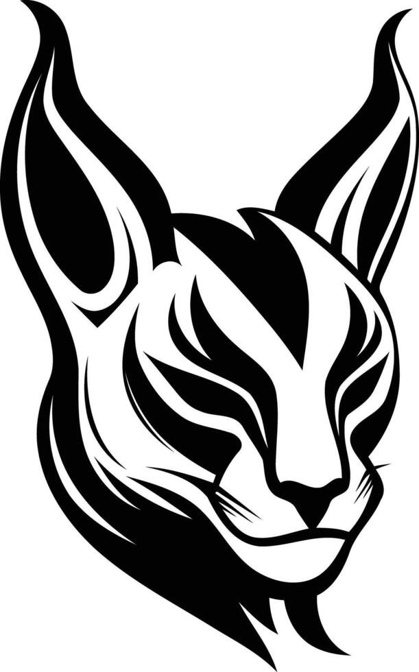 A bold, black and white tattoo design of a cat's head, perfect for a fierce and stylish statement vector