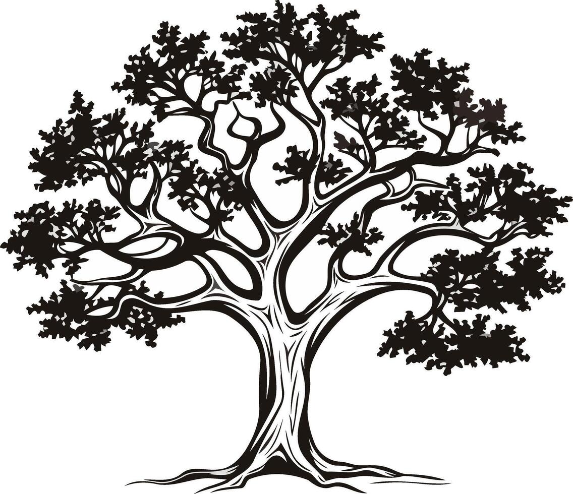 Black and White Silhouette of a Tree vector