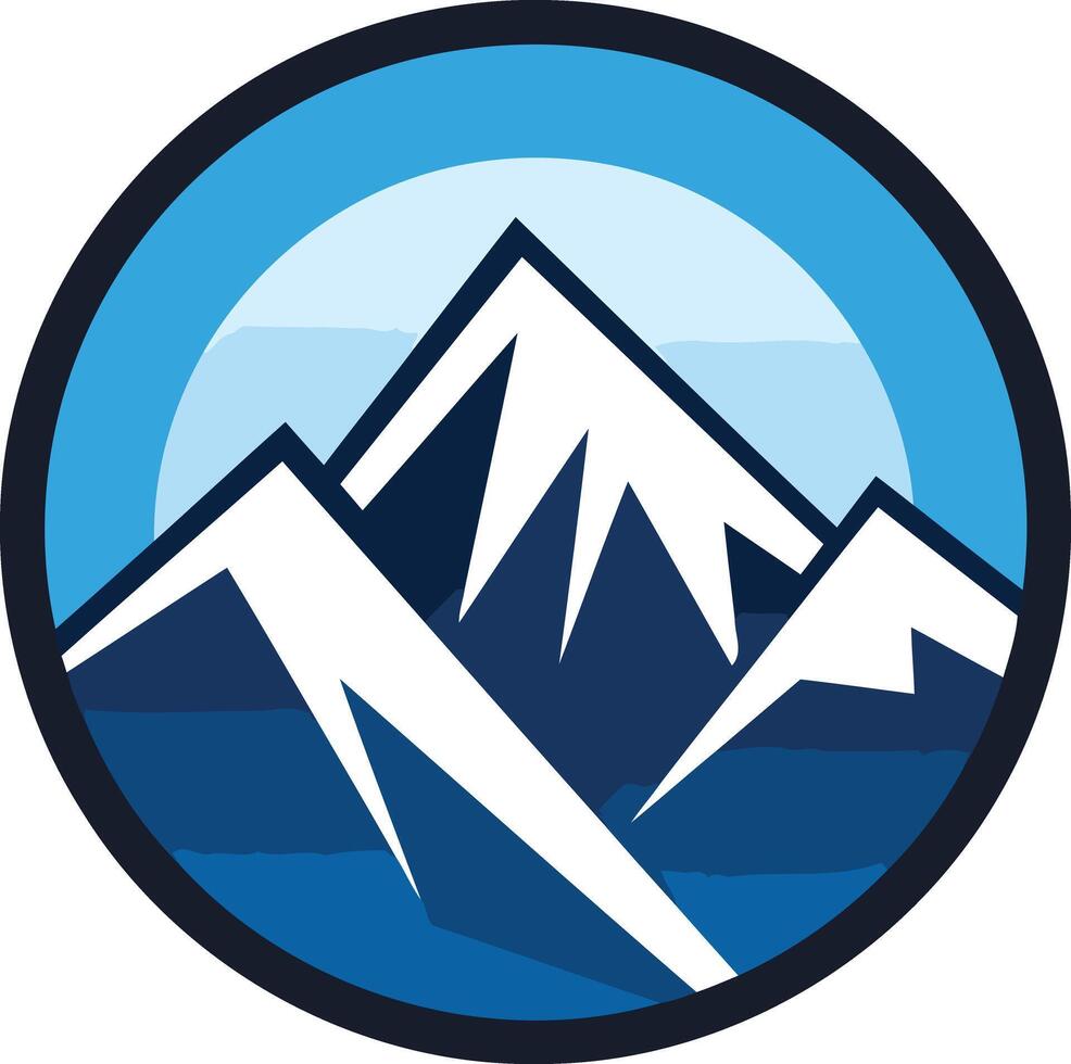 modern mountain logo design with a blue and white color scheme vector