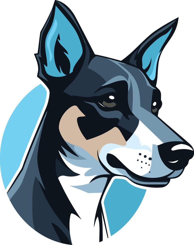 Cool, blue-eared dog head illustration, perfect for pet-related businesses, logos, or social media vector
