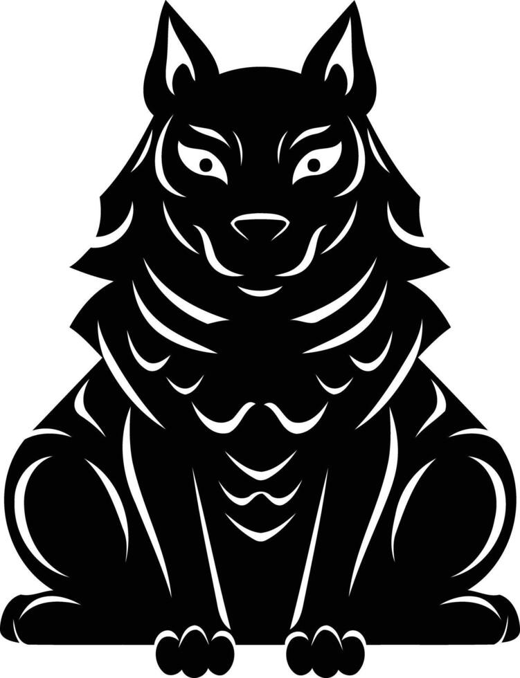 A striking silhouette of a wolf, rendered in black against a white background vector