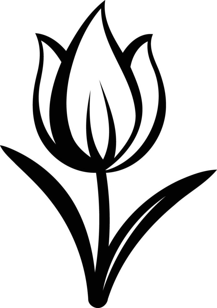 Simple black and white illustration of a tulip flower vector