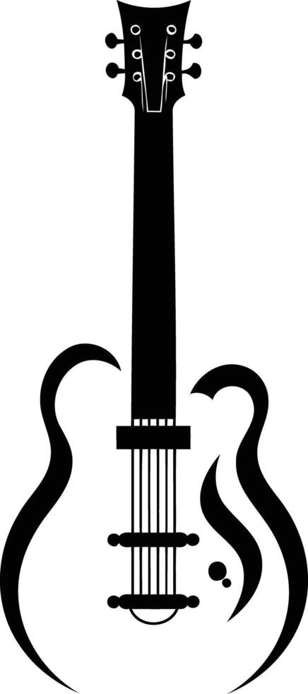 A bold, minimalist silhouette of a guitar vector