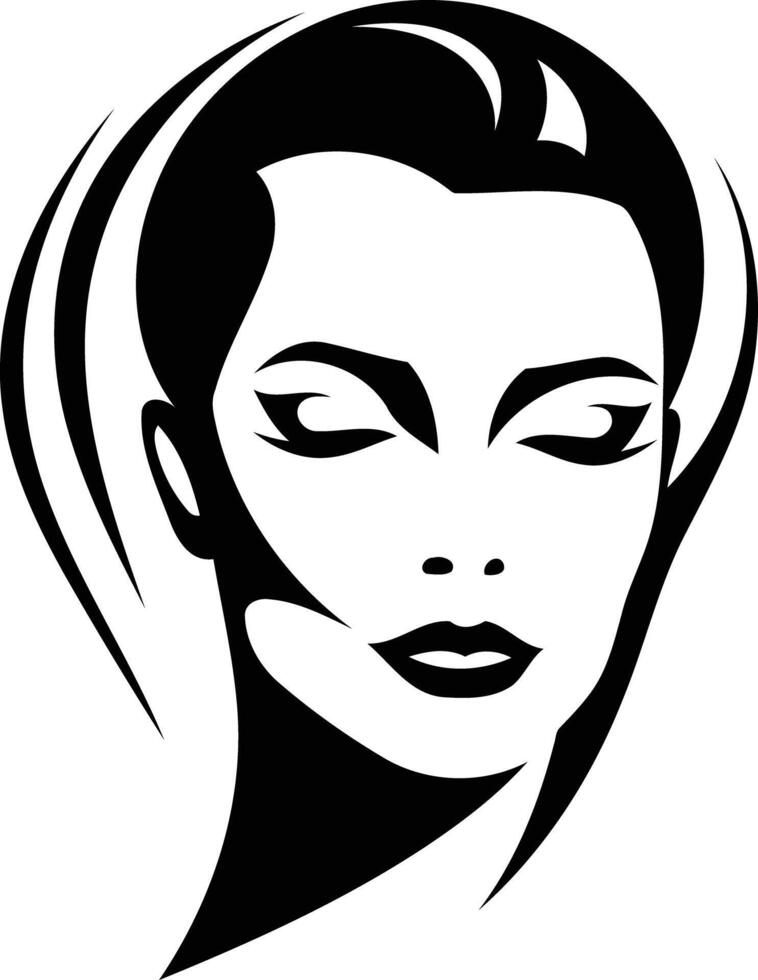 A striking black and white illustration of a woman's face with her eyes closed, conveying a sense of tranquility and beauty vector