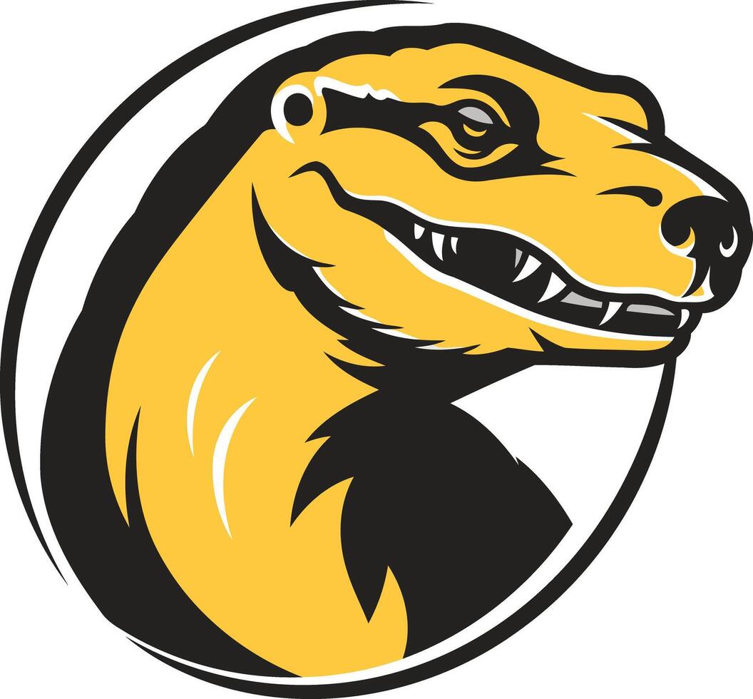 A bold, graphic illustration of a badger head in a circular frame vector