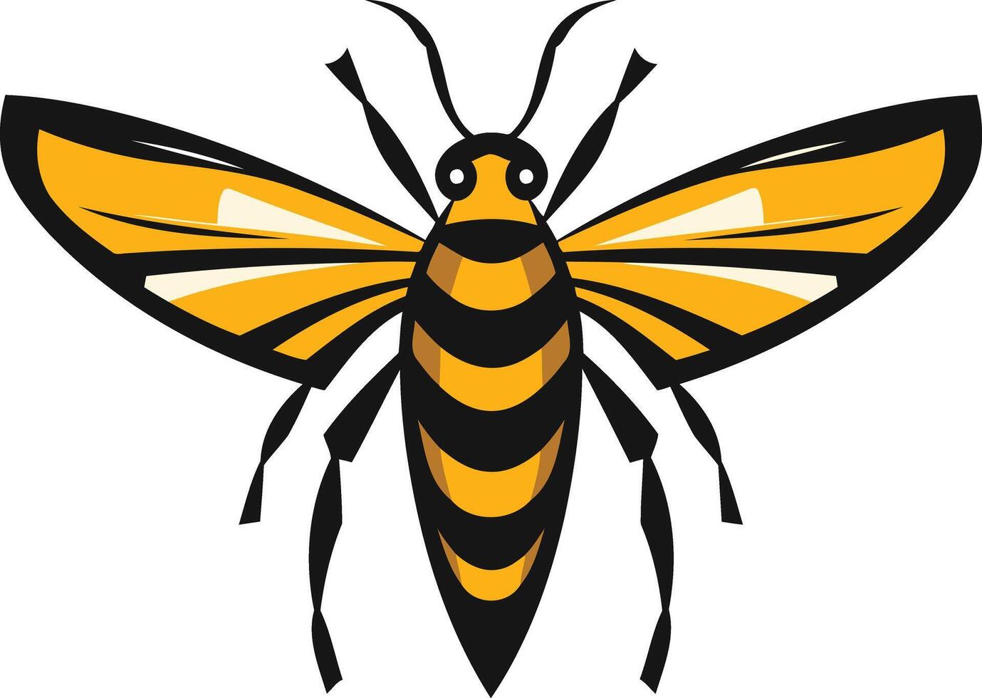 bold and stylized illustration of a wasp with outstretched wings, perfect for logos, branding, and design projects vector