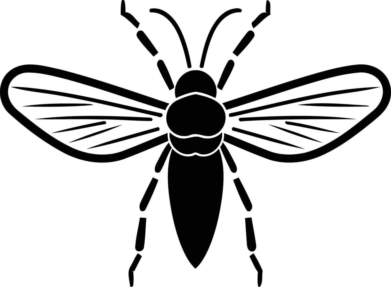 A bold and graphic silhouette of a fly, perfect for designs related to nature, insects, and pest control vector