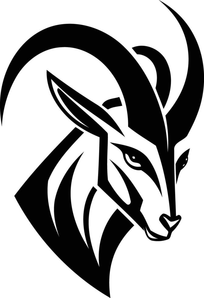 A bold and stylish black and white illustration of a ram's head, perfect for branding, logos, and design projects vector