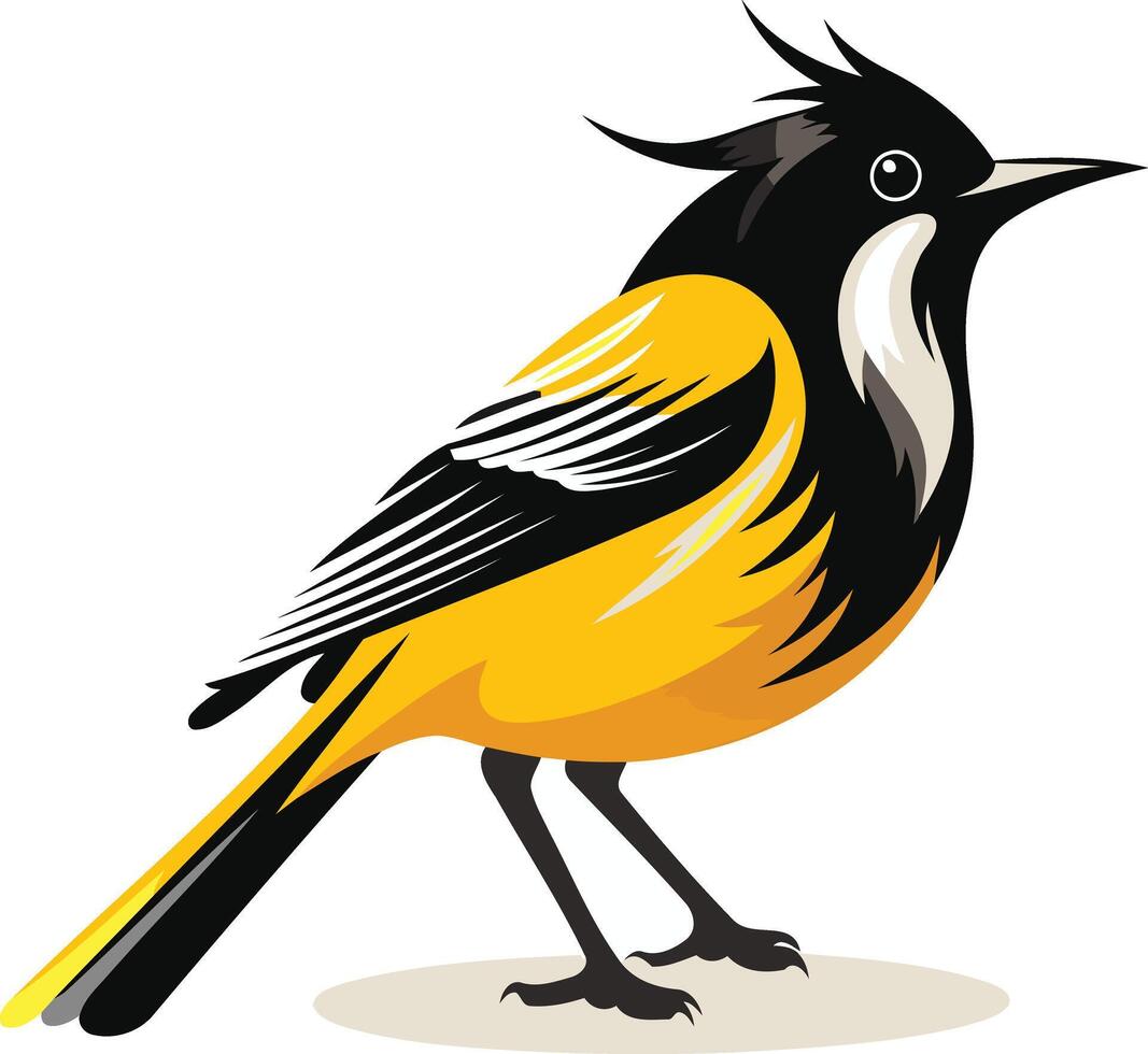 A vibrant illustration of a yellow and black bird with a bold, stylized design vector