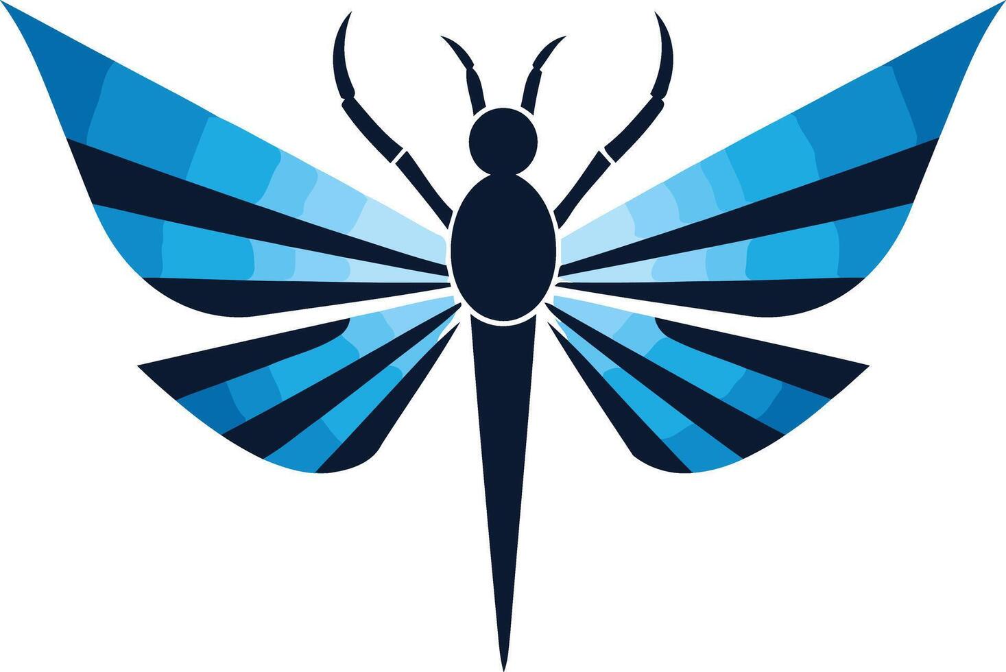 Abstract blue dragonfly logo design vector