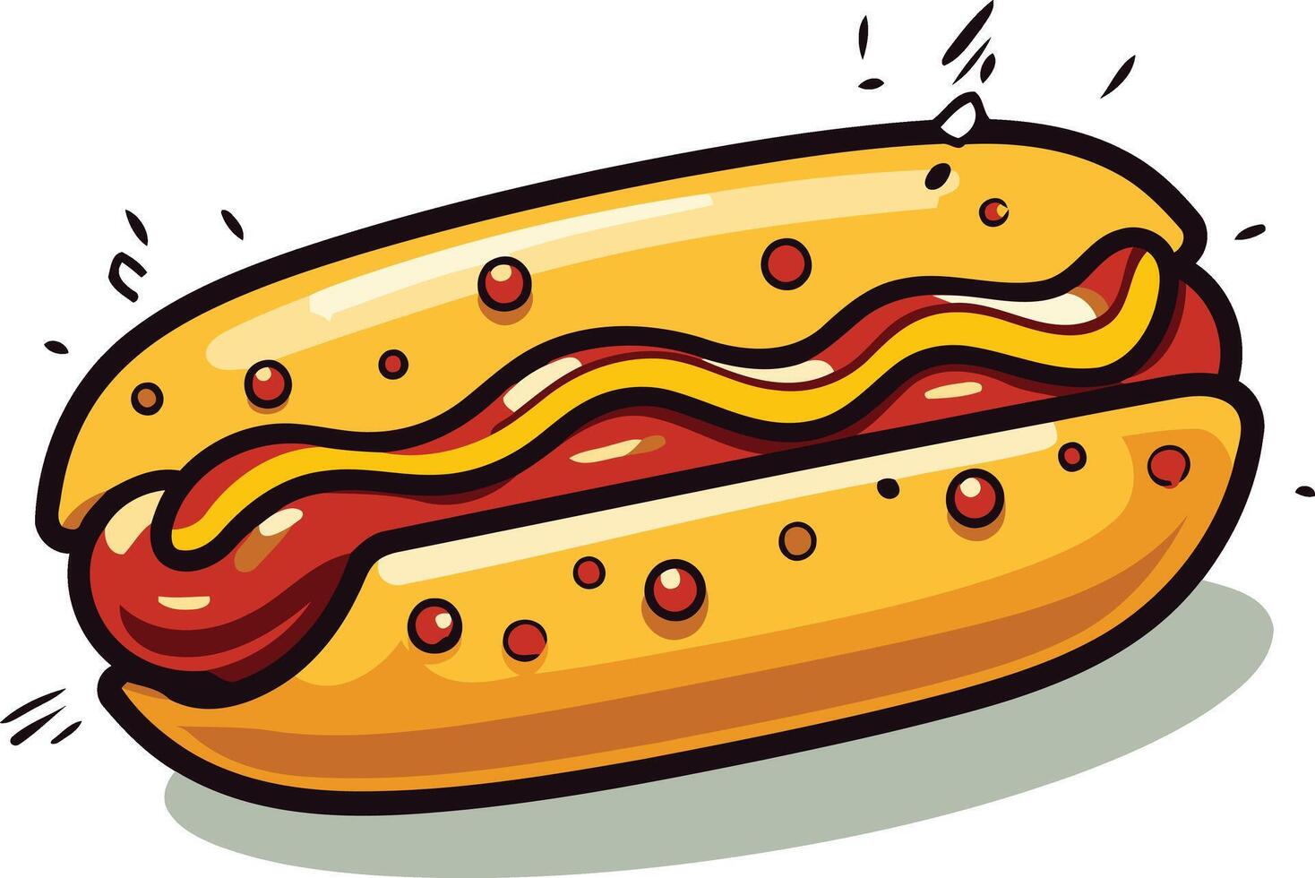 A fun and vibrant cartoon illustration of a classic hot dog, perfect for adding a playful touch to food-related designs vector