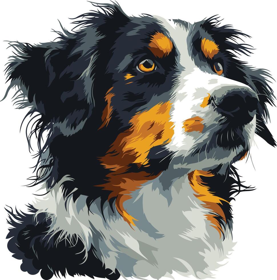 A captivating portrait of a bernese mountain dog, captured in a stunning digital art style vector