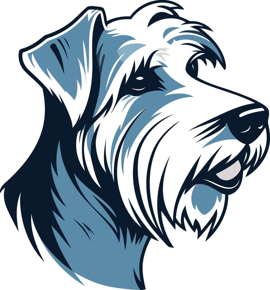 A charming, stylized illustration of a miniature schnauzer, perfect for dog-related businesses, branding, or pet-themed designs vector