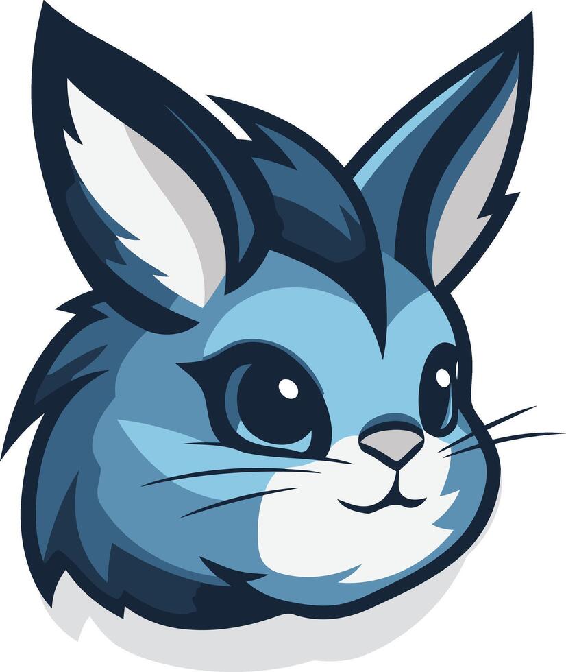 A cute and playful blue bunny mascot logo, perfect for children's products, games, apps, or branding vector