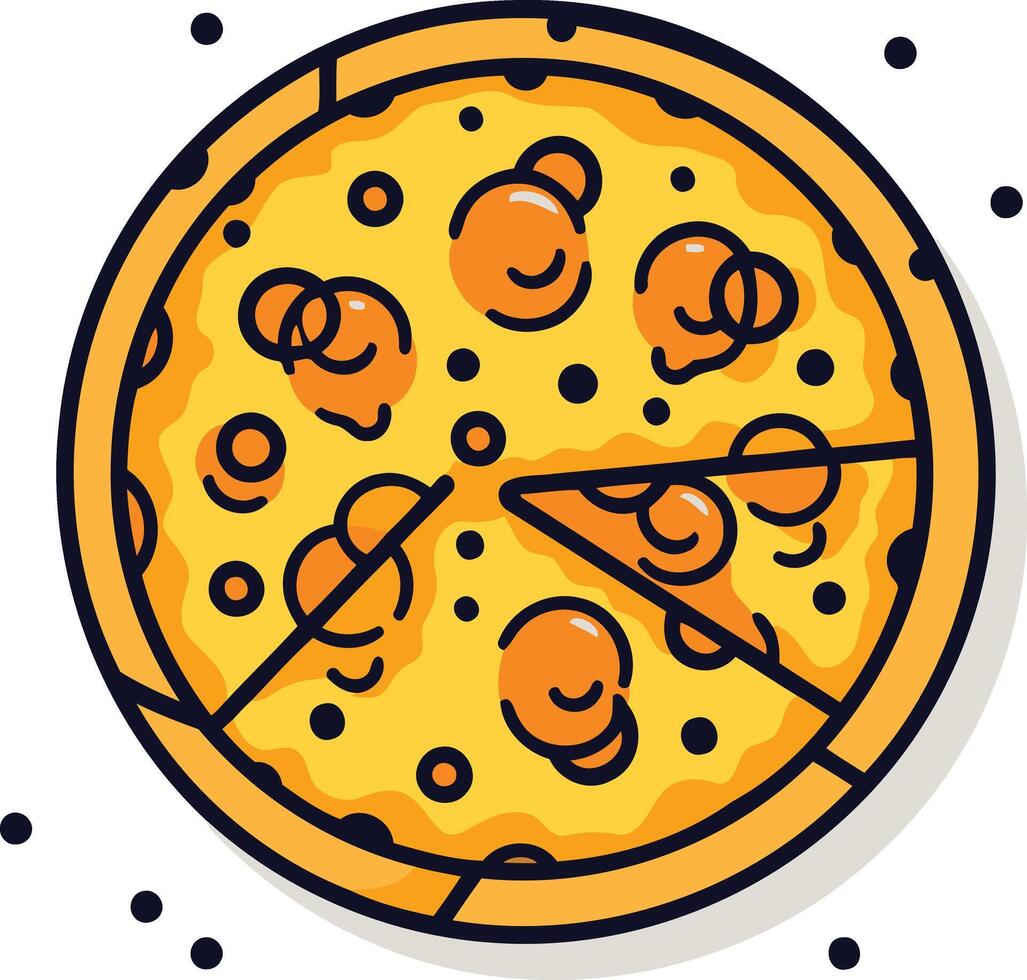 A cute cartoon pizza with a slice missing vector