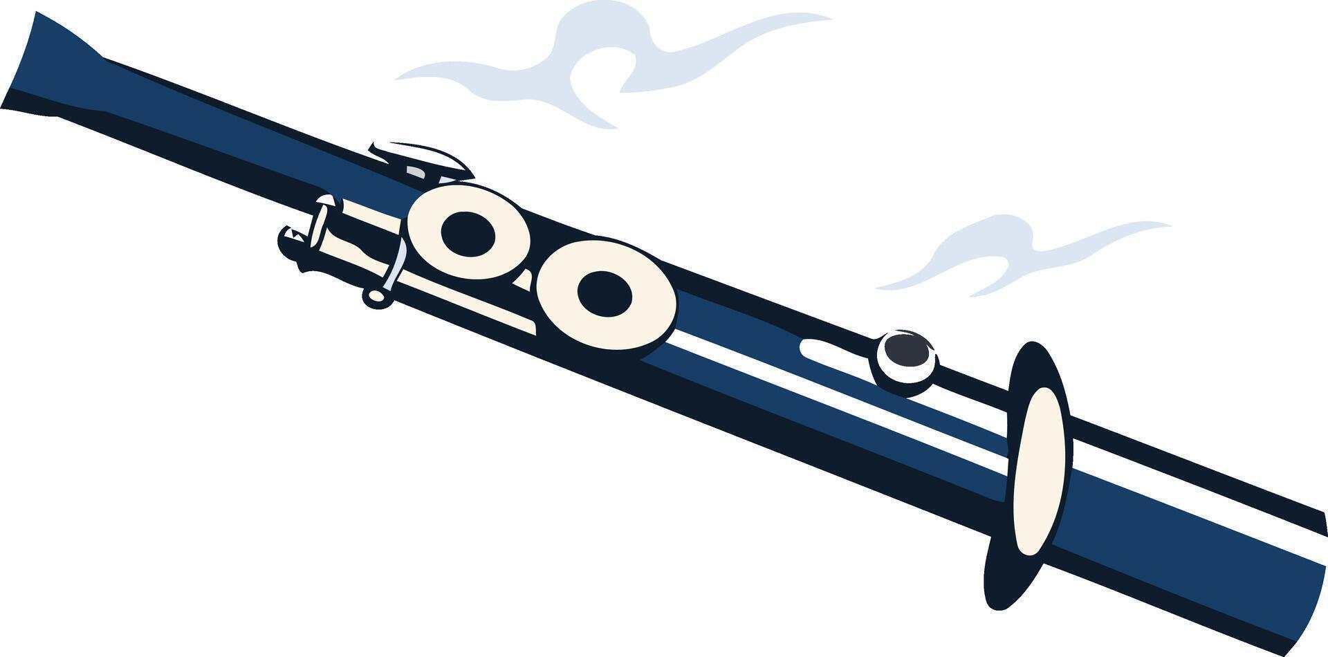 Blue Flute with White Accents and Clouds vector