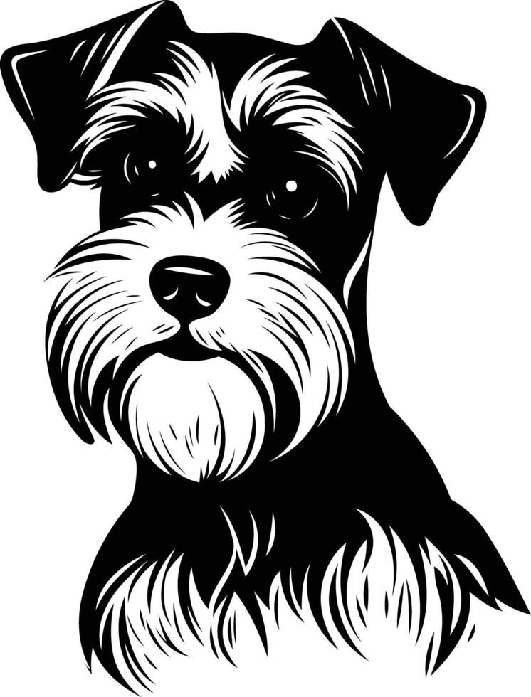 A striking black and white illustration of a miniature schnauzer, perfect for pet lovers, dog owners, and those looking for a bold and simple design vector
