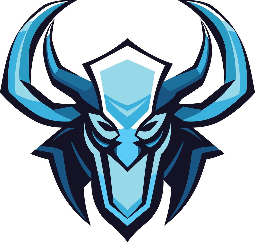 A fierce and stylish logo featuring a blue and black abstract creature with horns vector