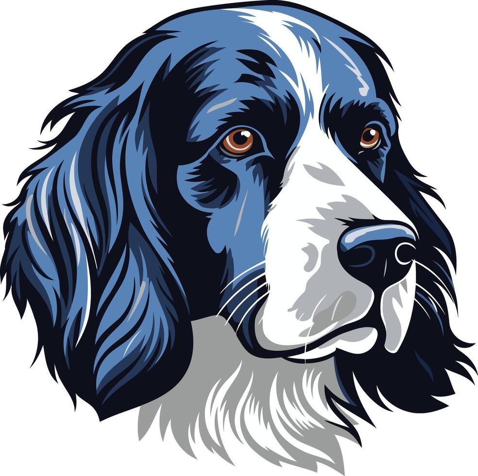 A detailed illustration of a loyal and handsome black and white dog, perfect for branding, pet-related designs, and social media content vector