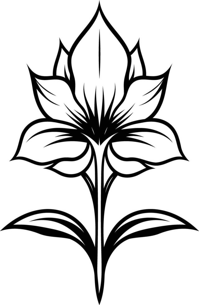 Simple yet elegant black and white line art illustration of a flower, perfect for tattoo designs, branding, and minimalist decor vector