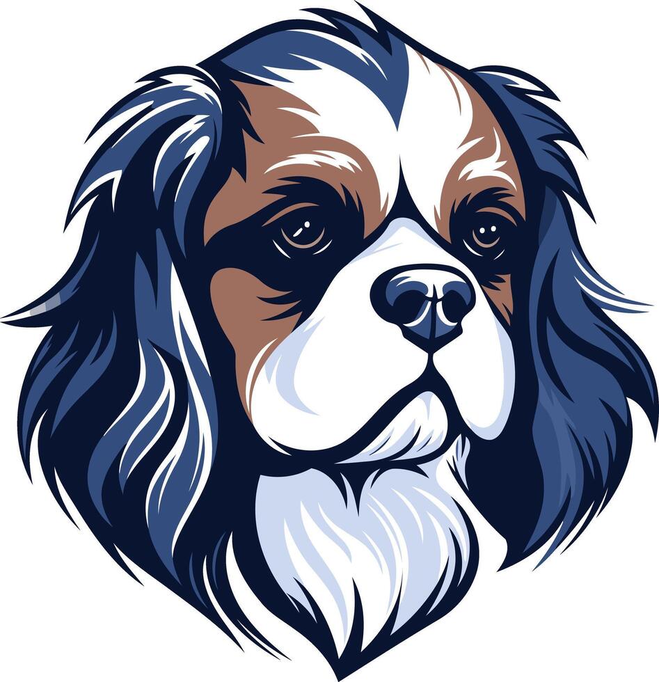 A charming and expressive illustration of a cavalier king charles spaniel, perfect for dog-related designs, branding, or social media vector