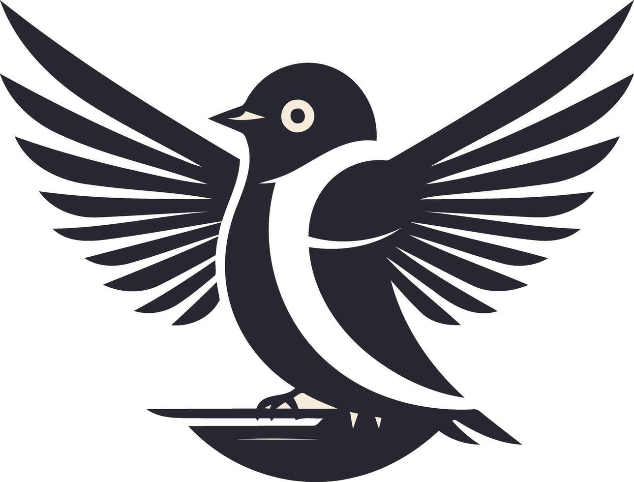 Stylish black and white bird logo design vector