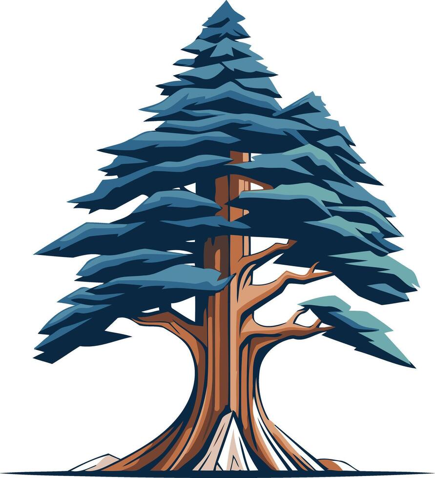 A stylized illustration of a tall, strong cedar tree, perfect for branding, logos, and environmental designs vector