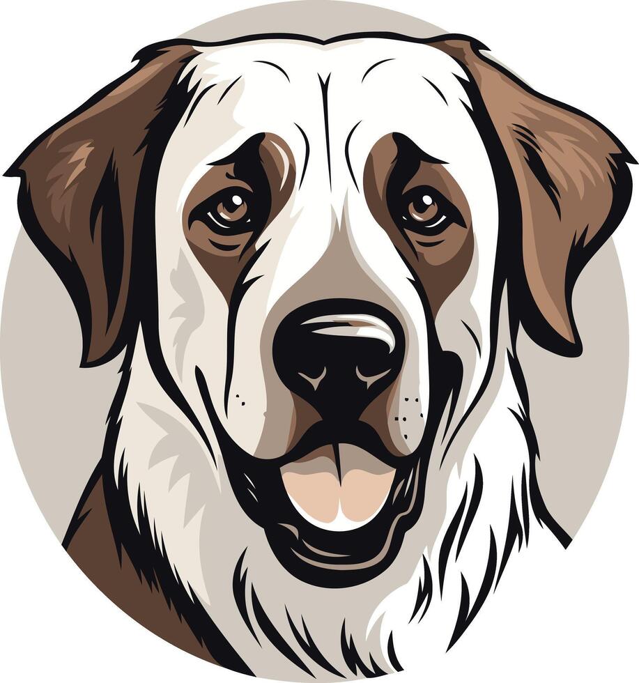 Friendly and adorable cartoon dog portrait with brown ears and a white face vector