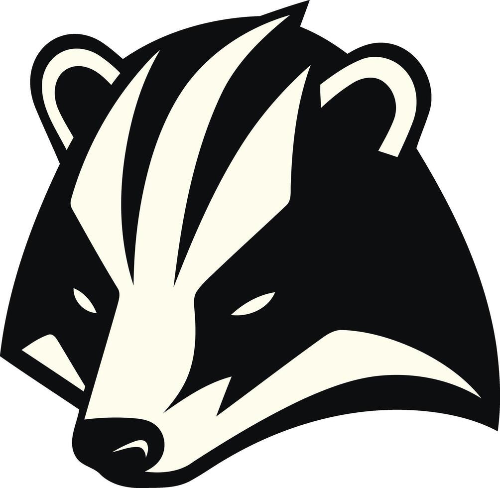 Bold black and white badger head logo vector