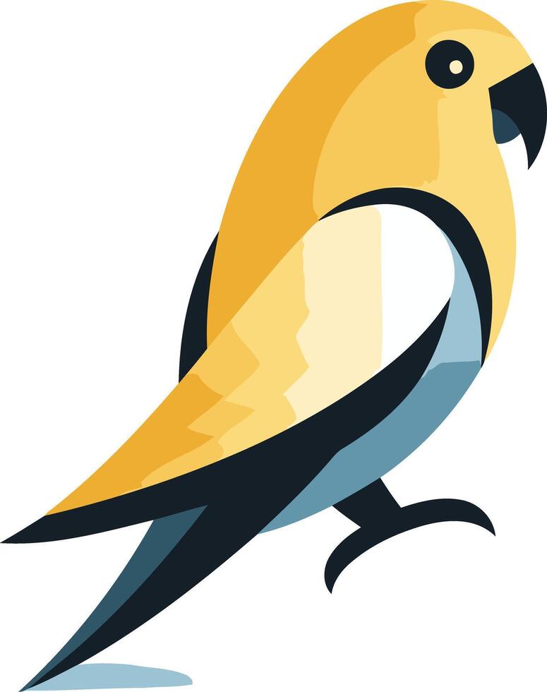 A vibrant and modern illustration of a yellow parrot with blue accents, perfect for branding, logos, or playful designs vector