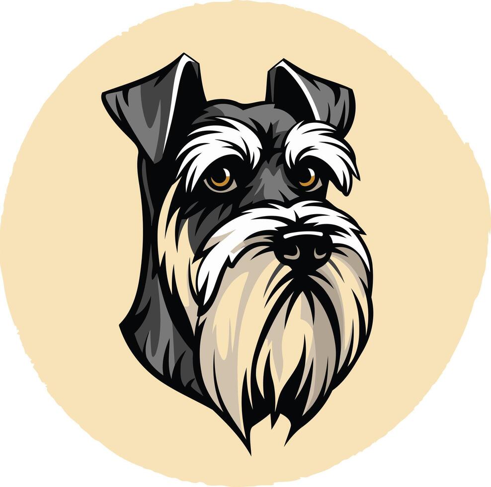 A charming illustration of a miniature schnauzer, perfect for pet-related businesses, dog lovers, and branding vector