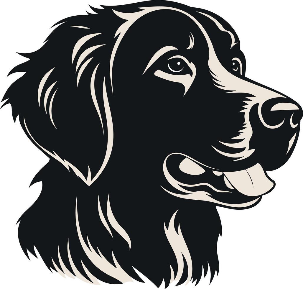 A striking silhouette of a dog's head, capturing a loyal and friendly expression vector