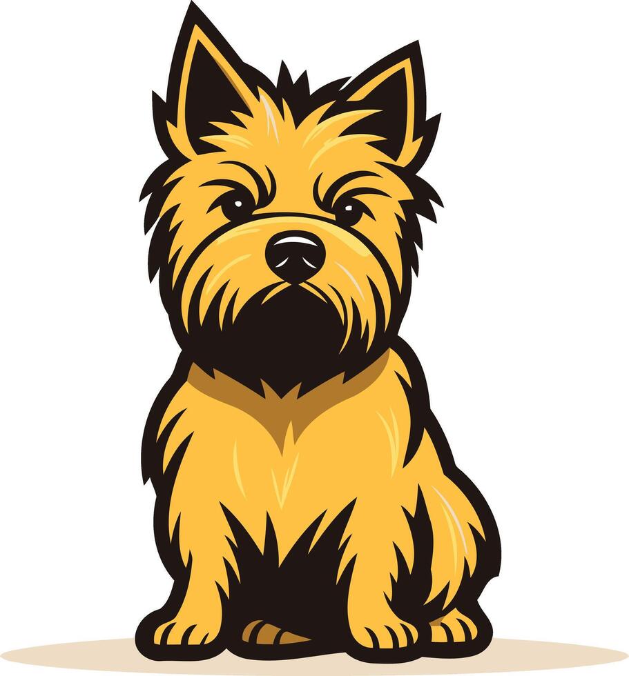 A charming cartoon illustration of a cairn terrier, perfect for pet-related businesses, websites, and social media vector