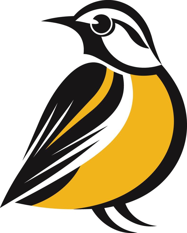 A stylized bird illustration in black and yellow, perfect for logos, branding, and nature-themed designs vector