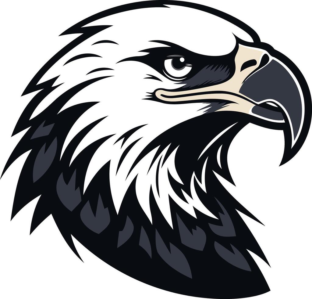 Powerful bald eagle head illustration, perfect for sports teams, corporate branding, or patriotic designs vector