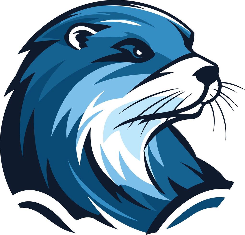 A bold and dynamic illustration of an otter head, perfect for logos, mascots, or branding for businesses or organizations related to nature, water, or conservation vector