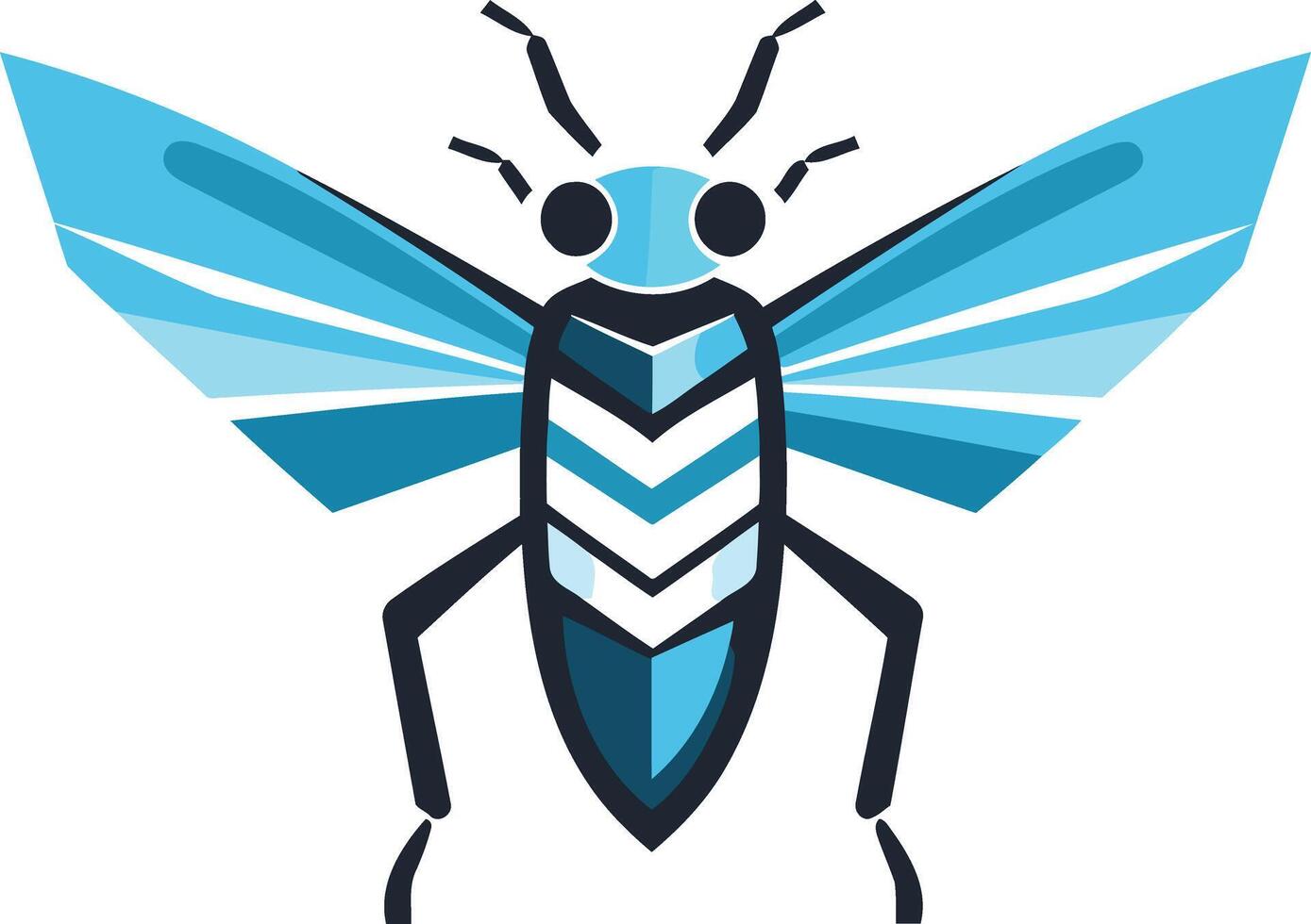 Modern and abstract insect logo design in blue and black vector