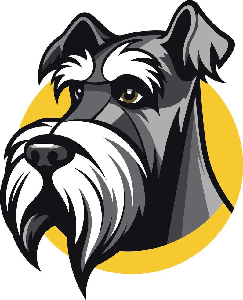 A charming, cartoon-style illustration of a miniature schnauzer, perfect for pet-related businesses, websites, and social media vector