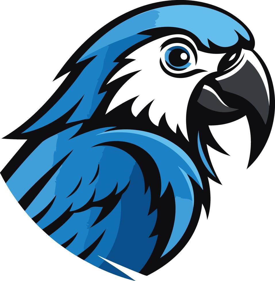 Blue Macaw Illustration - A Vivid Portrait of a Tropical Bird vector