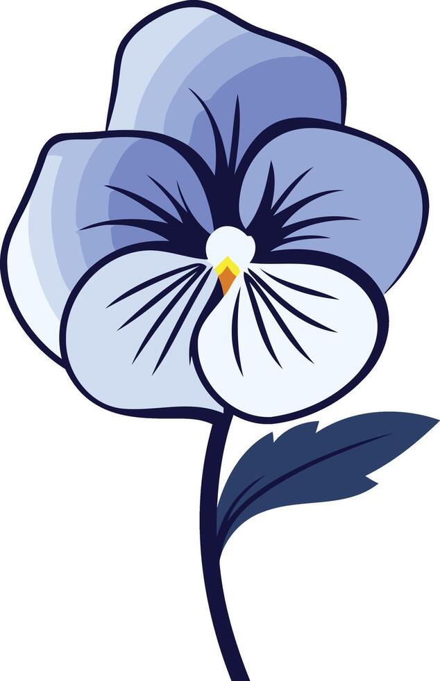 A delicate blue pansy flower, rendered in a stylized, minimalist style vector