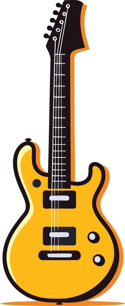 A bright yellow electric guitar with black accents, perfect for rock, pop, and music-related projects vector
