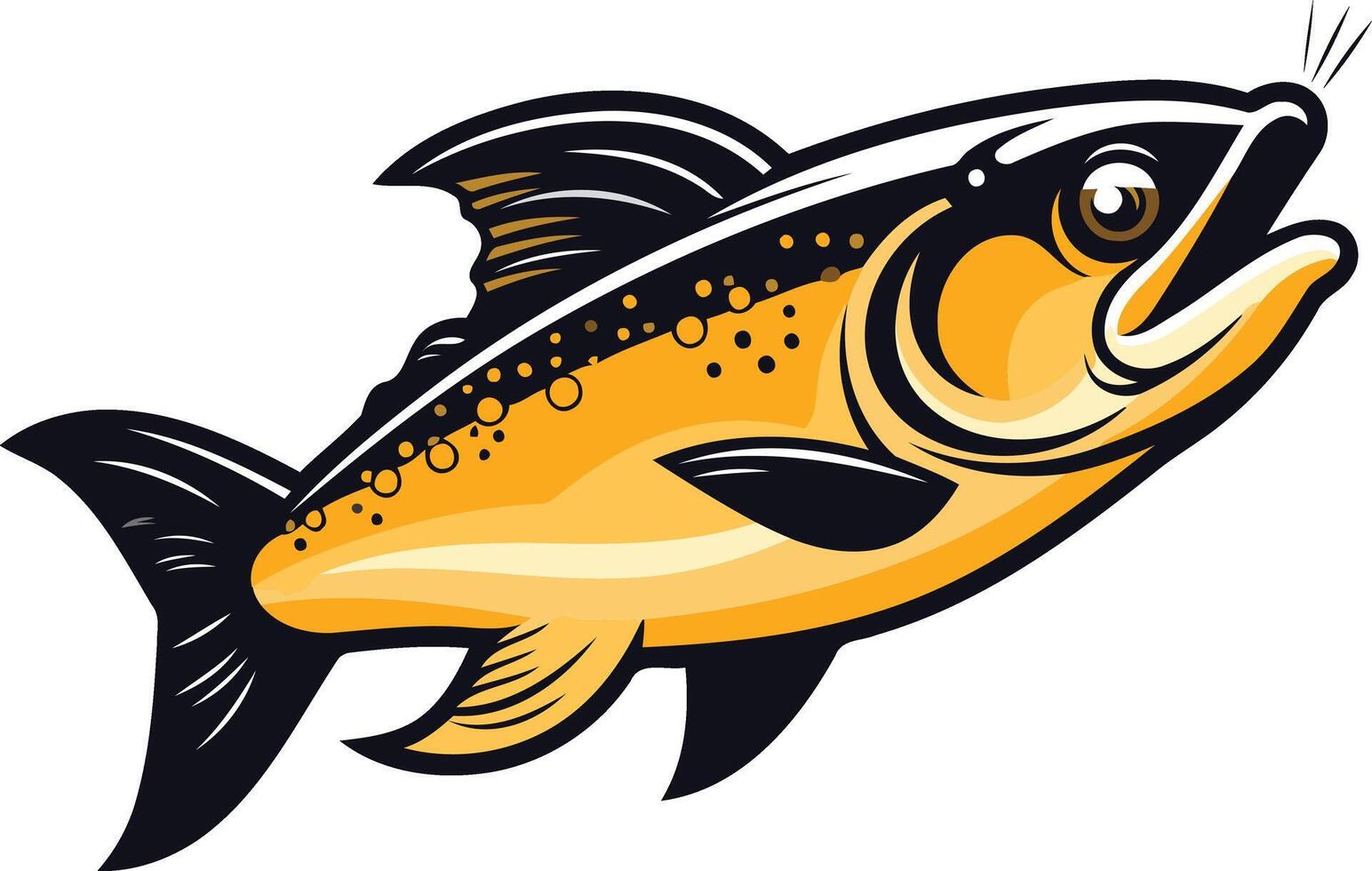 A bold, stylized illustration of a leaping fish, perfect for fishing-related branding, sports teams, or outdoor products vector