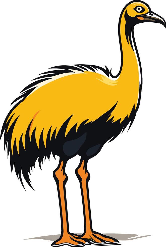 Cassowary Illustration, A Yellow and Black Bird vector