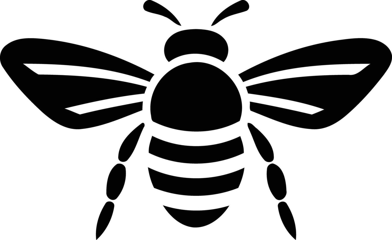 A simple, bold black silhouette of a bee, perfect for logos, branding, and design projects vector