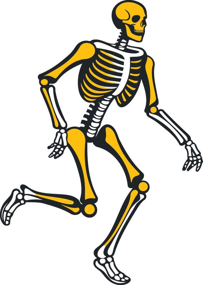 Skeleton Running Cartoon Illustration vector