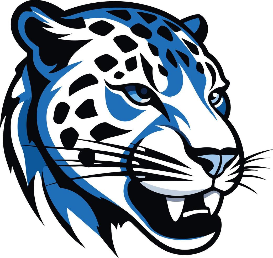 Blue and White Leopard Mascot Head vector