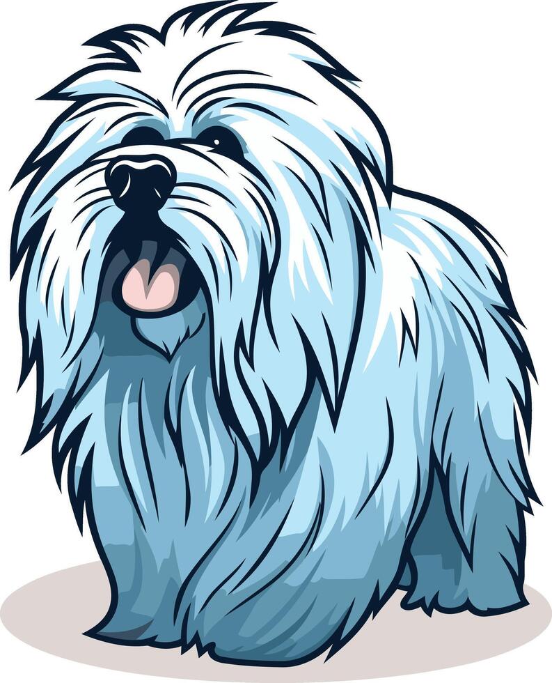 Cute Cartoon Illustration of a Fluffy White Dog vector